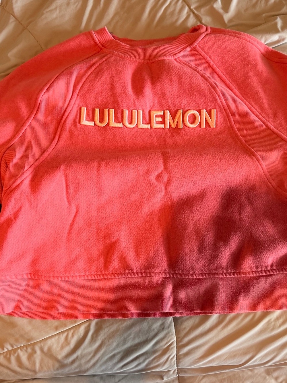 lululemon athletica Bright Coral Crew Sweatshirt with Embroidered Logo